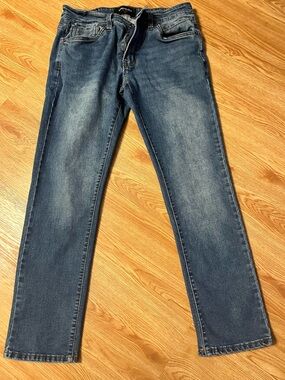 Kenneth Cole Men's Washed Blue Straight Jeans